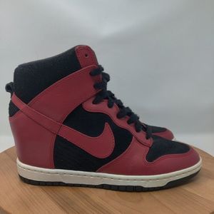 Nike Dunk Sky Hi- Womens- Size 8- Red Black- [528899-016]- Sneaker Shoes